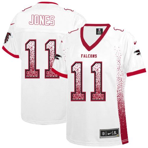 Nike Falcons #11 Julio Jones White Women's Stitched NFL Elite Drift Fashion Jersey - Click Image to Close